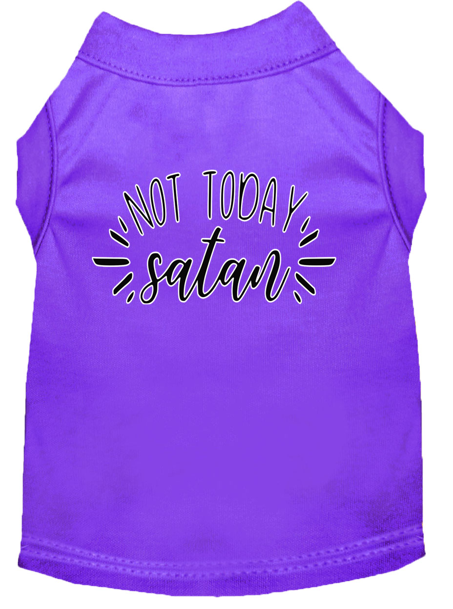 Not Today Satan Screen Print Dog Shirt Purple Lg